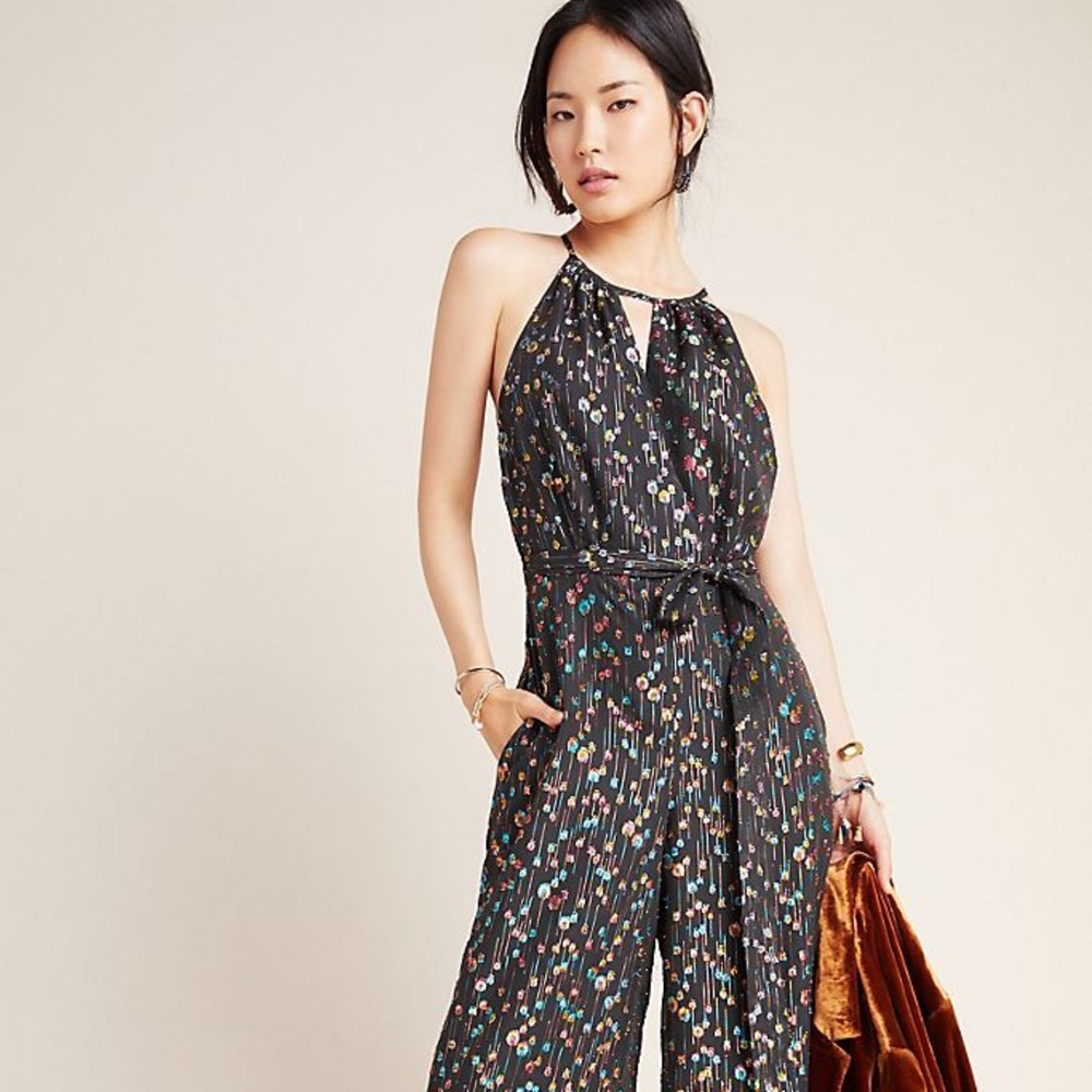 Wedding guest - Metallic Jumpsuit from Anthropologie Eva Franco